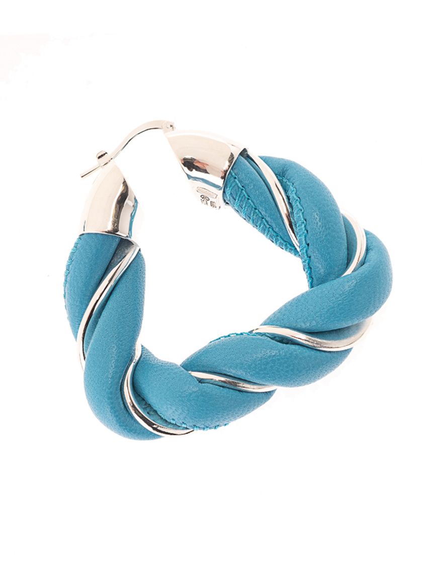 Bottega Veneta Triangle Twisted Hoop Earrings In Blue
