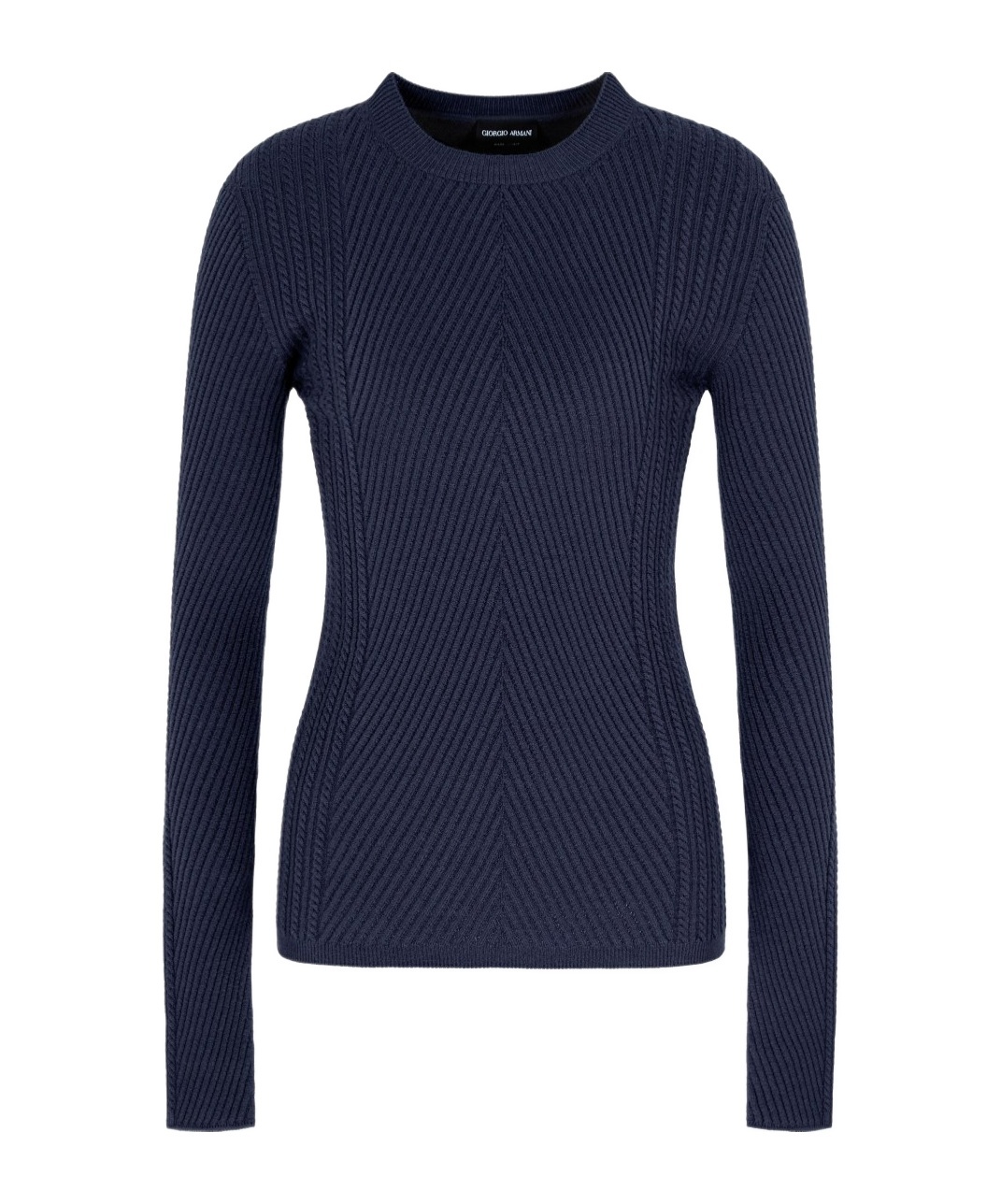Giorgio Armani Herringbone Cable Knit Sweater In Blue