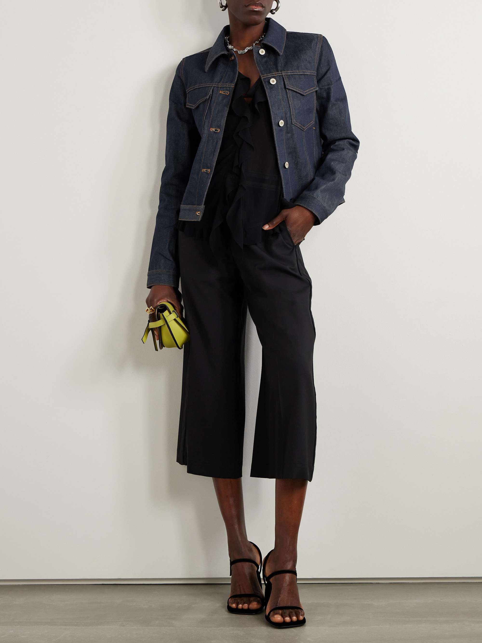 Loewe Long-sleeved Denim Jacket In Black