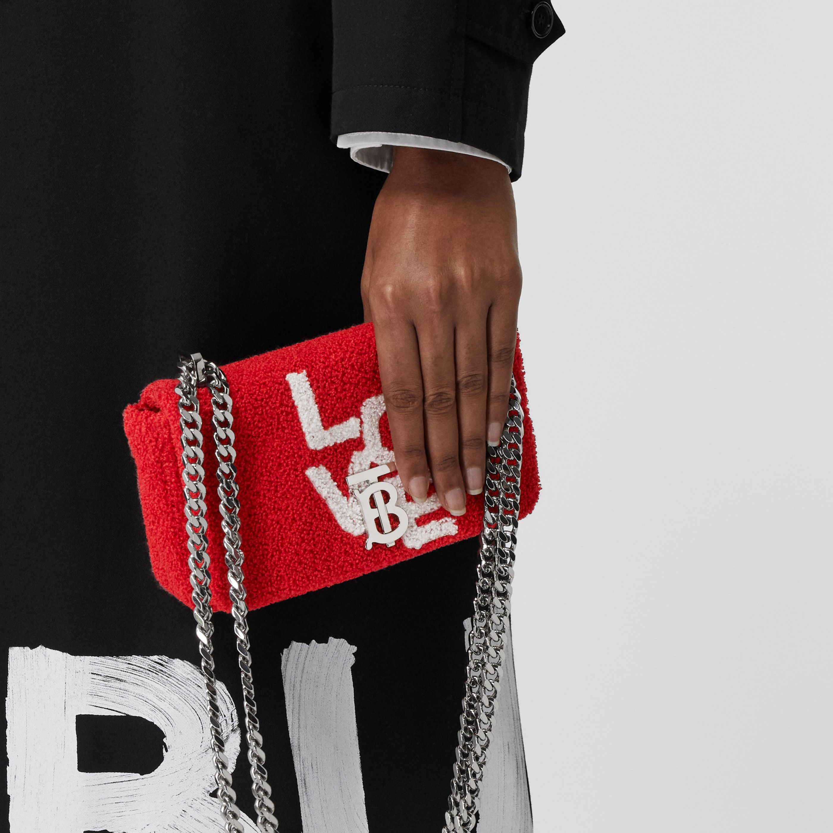 Burberry Mini Lola Love-motif Towelling Bag In Red