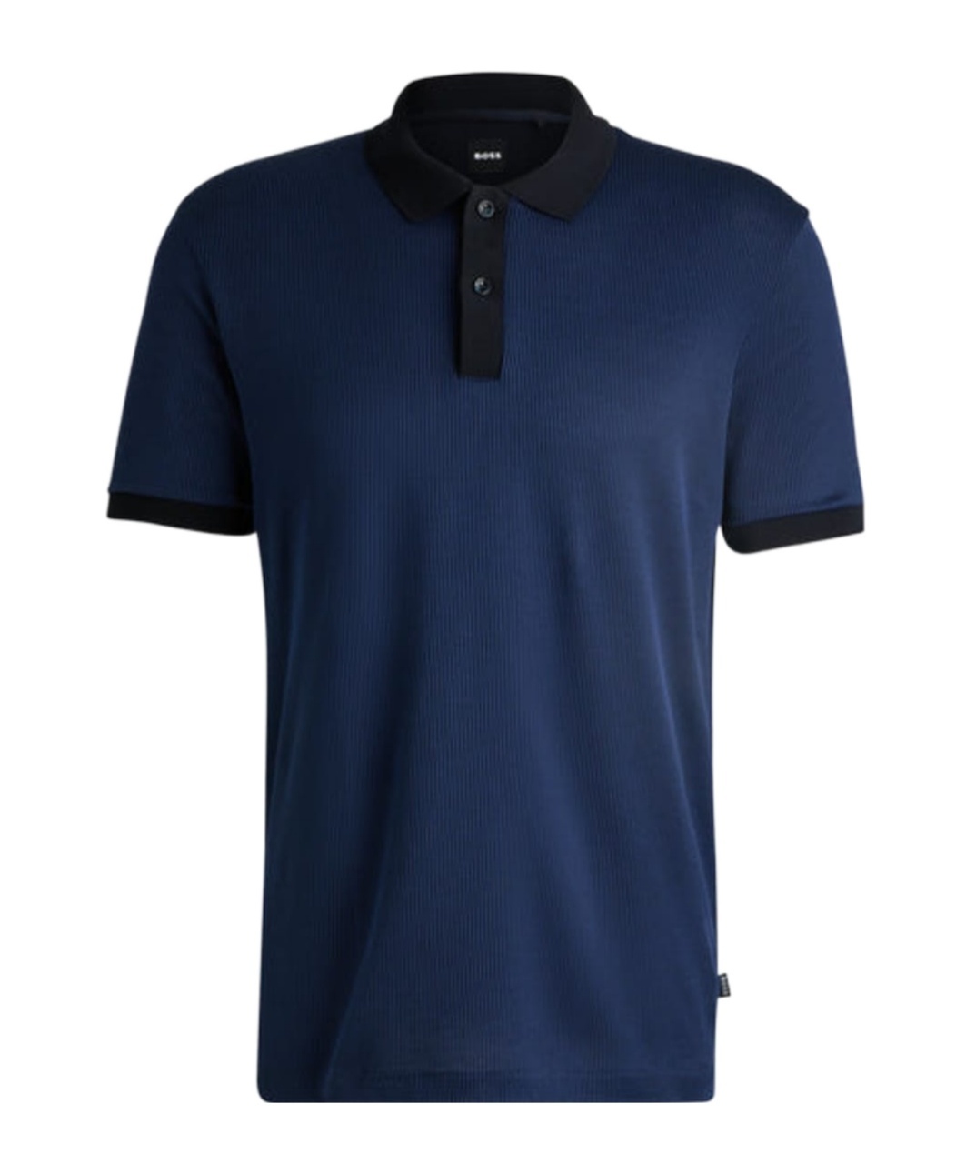 Hugo Boss Structured-cotton Polo Shirt With Solid Trims In Blue
