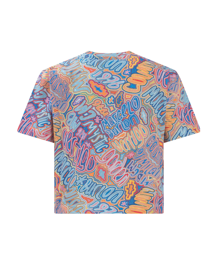 Marcelo Burlon County Of Milan All-over Logo Print Cropped Top In Blue