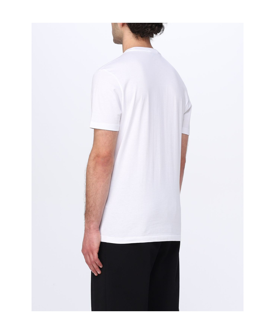 Versace White Crewneck T-shirt With Medusa Embroidery On The Front In Cotton Man In White