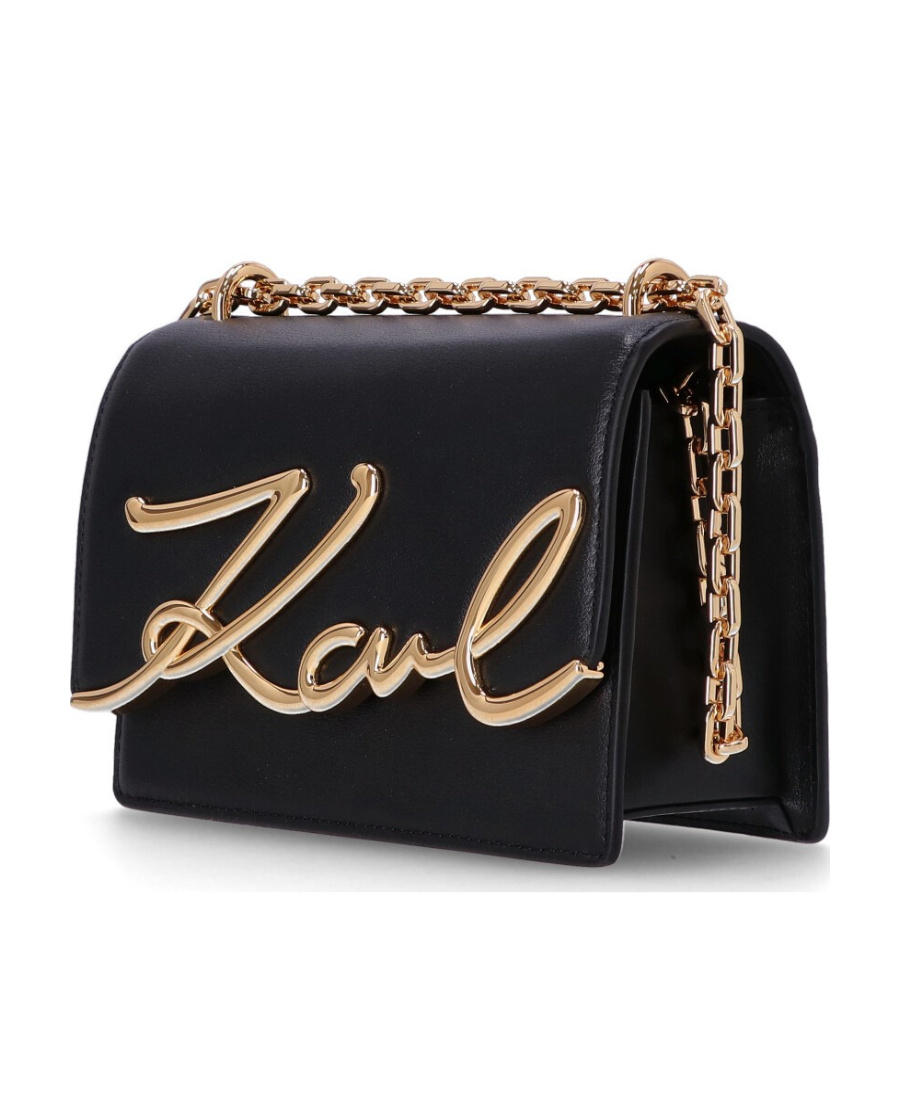 Karl Lagerfeld Karl-signature Leather Bag In Black