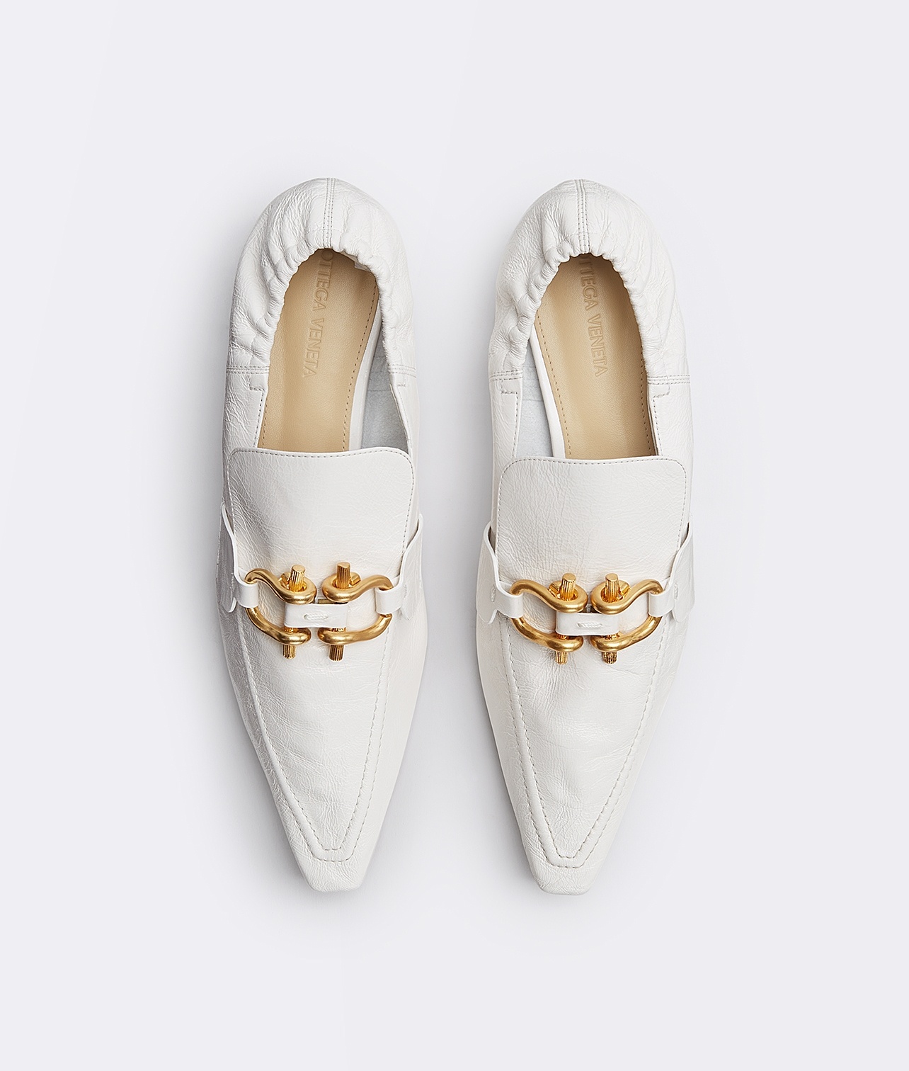 Bottega Veneta Leather Point-toe Loafers In White