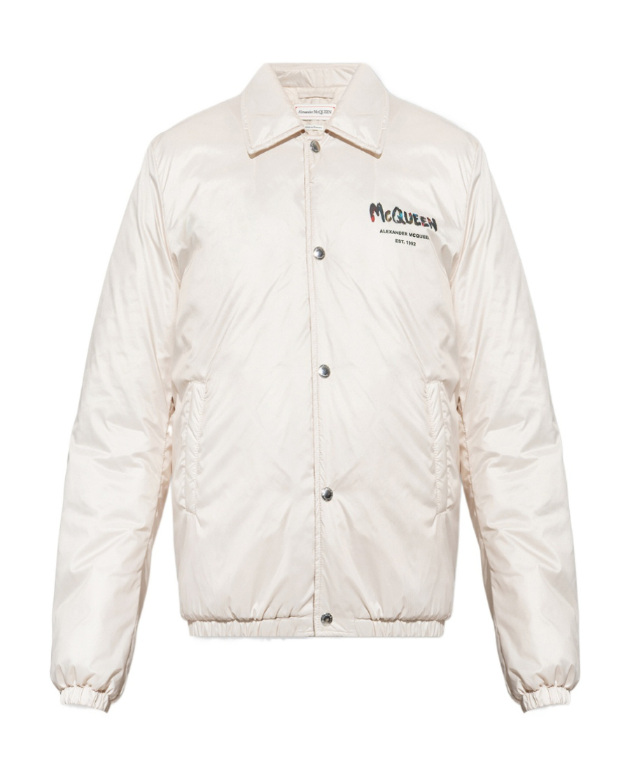 ALEXANDER MCQUEEN LOGO-PRINT SHIRT BOMBER JACKET