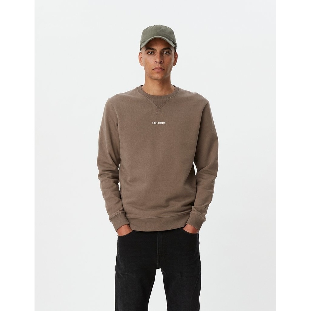 Les Deux Round Collar Long Sleeve Sweater In Brown