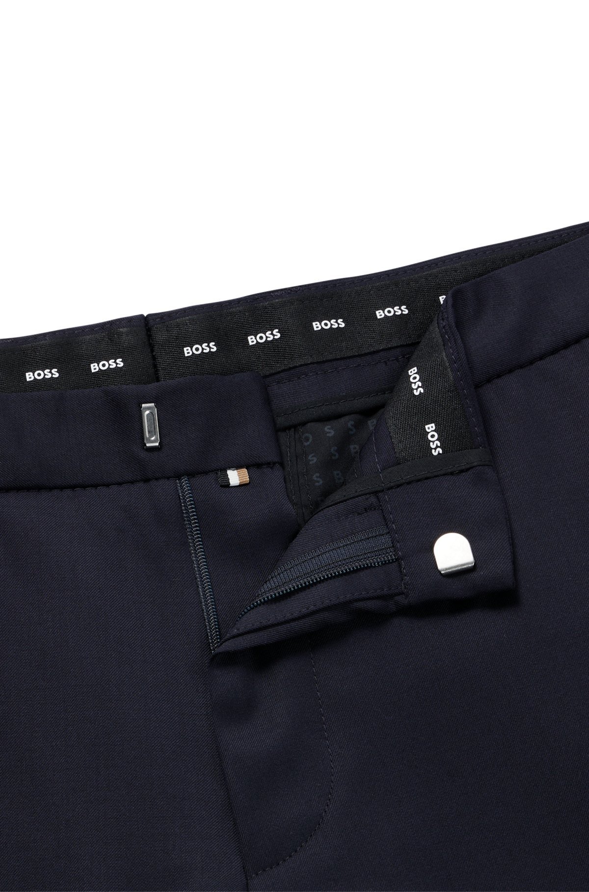 Shop Hugo Boss Straight-leg Wool Trousers In Black