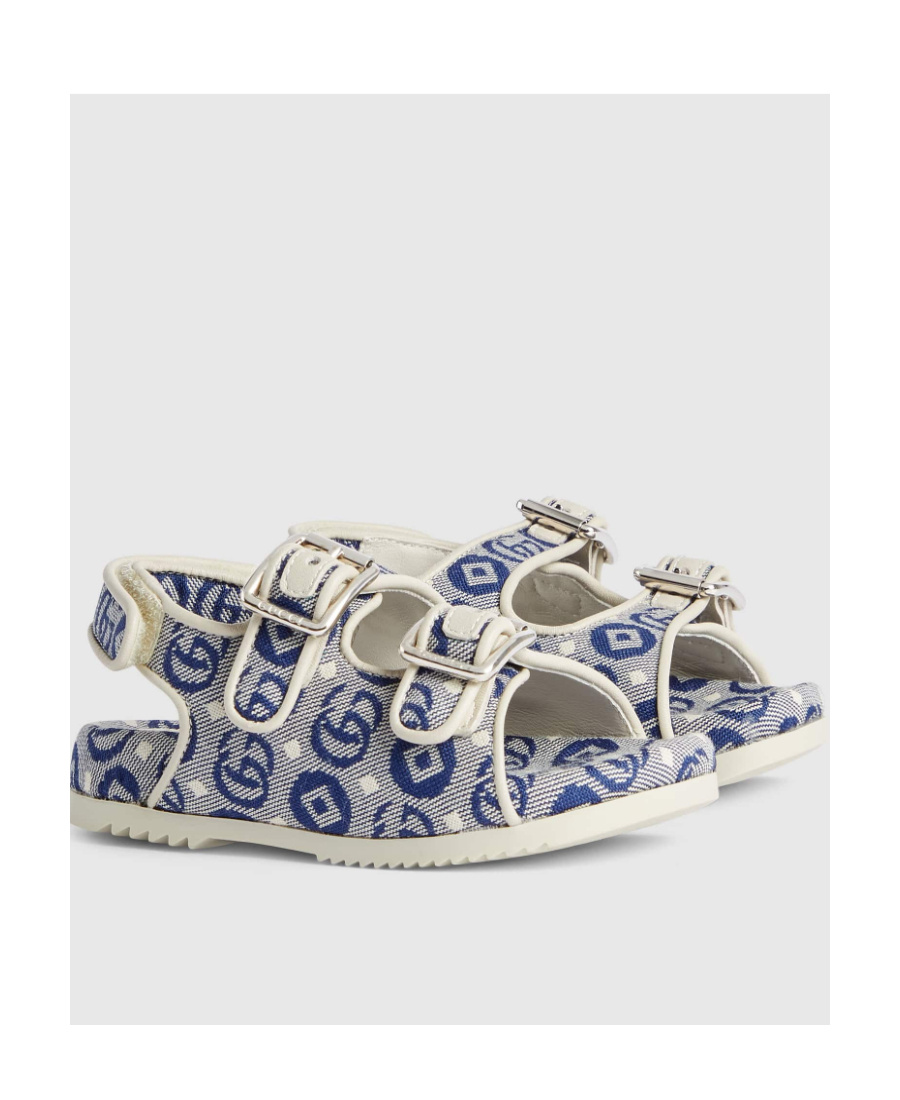 Gucci All-over Gg-print Sandals In White