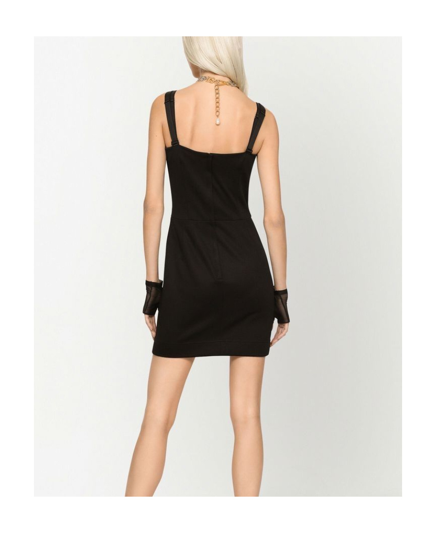 Dolce & Gabbana Logo Plaque Sleeveless Mini Dress In Brown