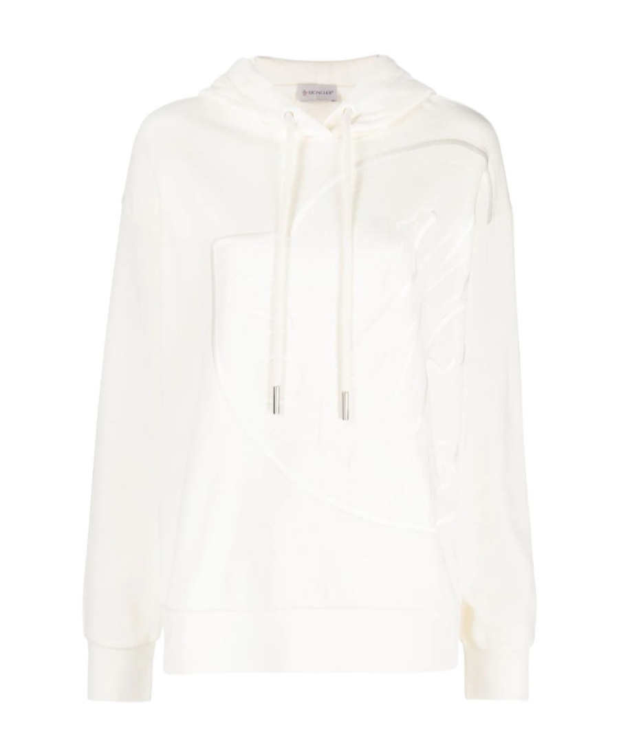 Moncler Logo-embroidered Cotton Hoodie In White