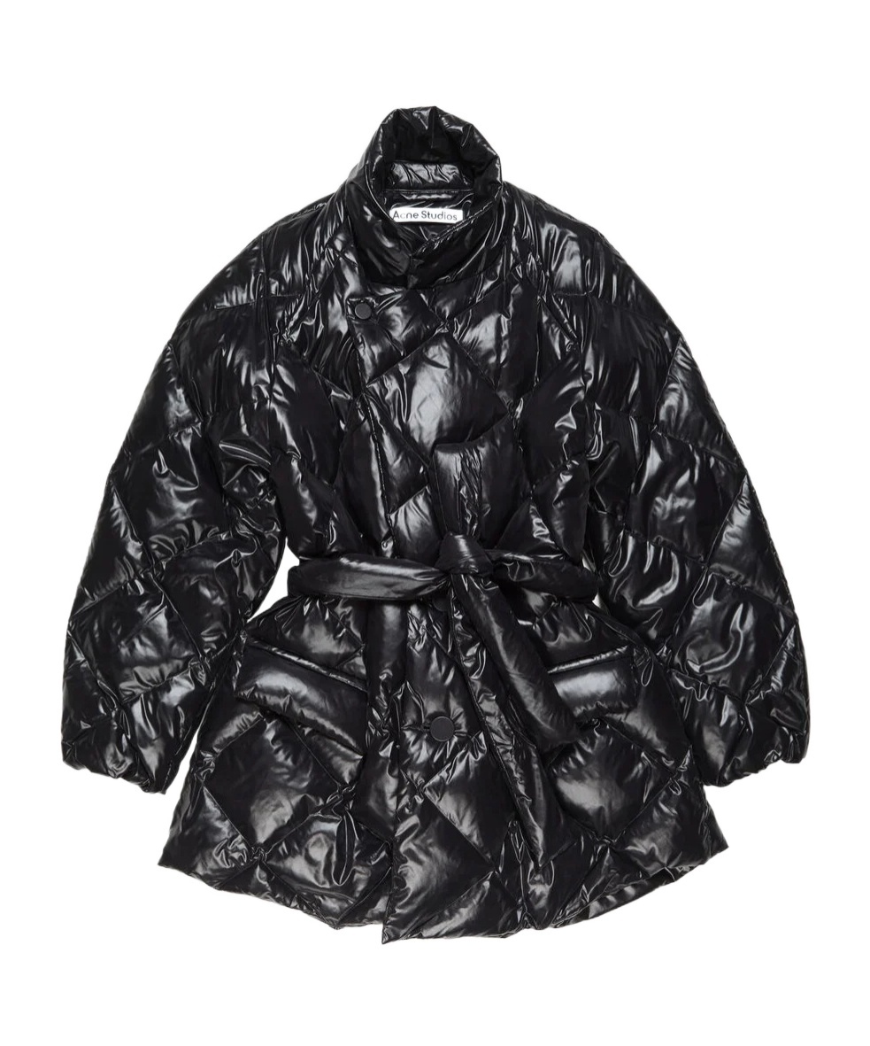 Acne Studios Quilted Belted Padded Coat In Brown