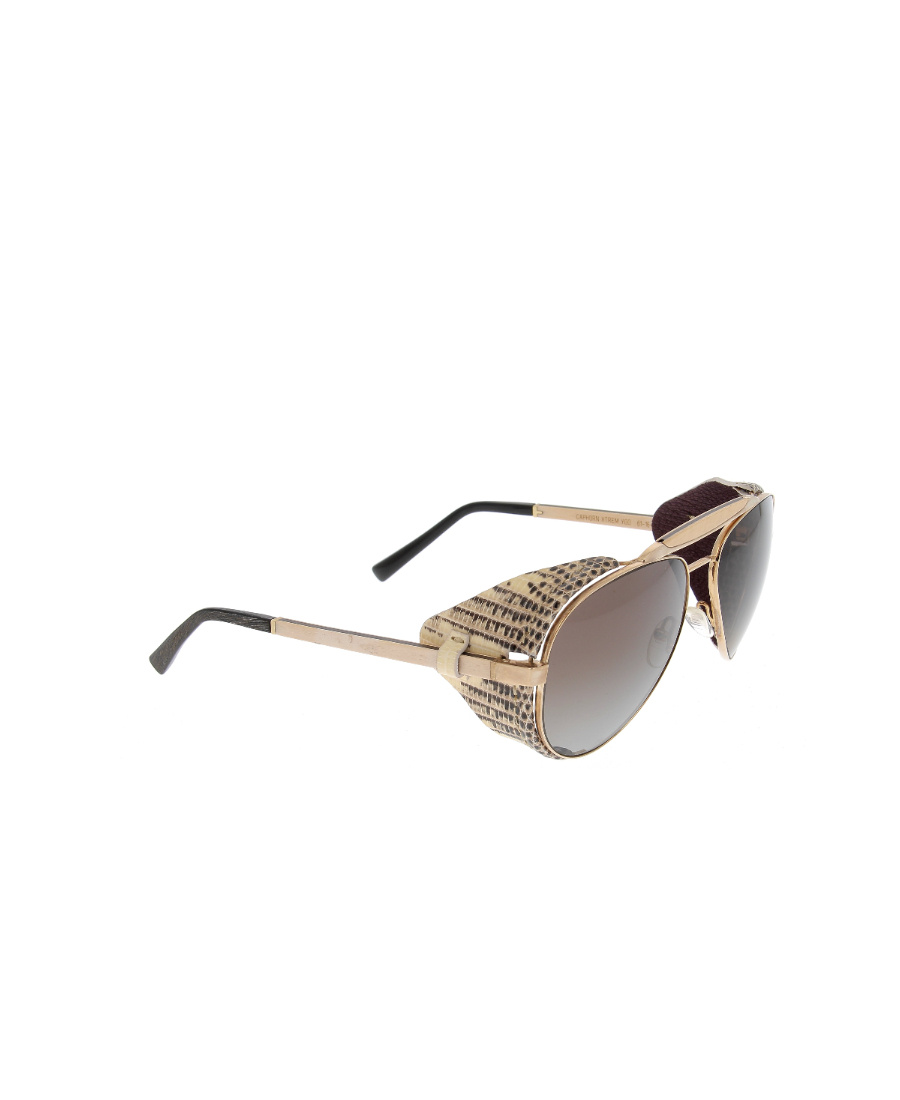 Gold And Wood Logo Sunglasses In Gray