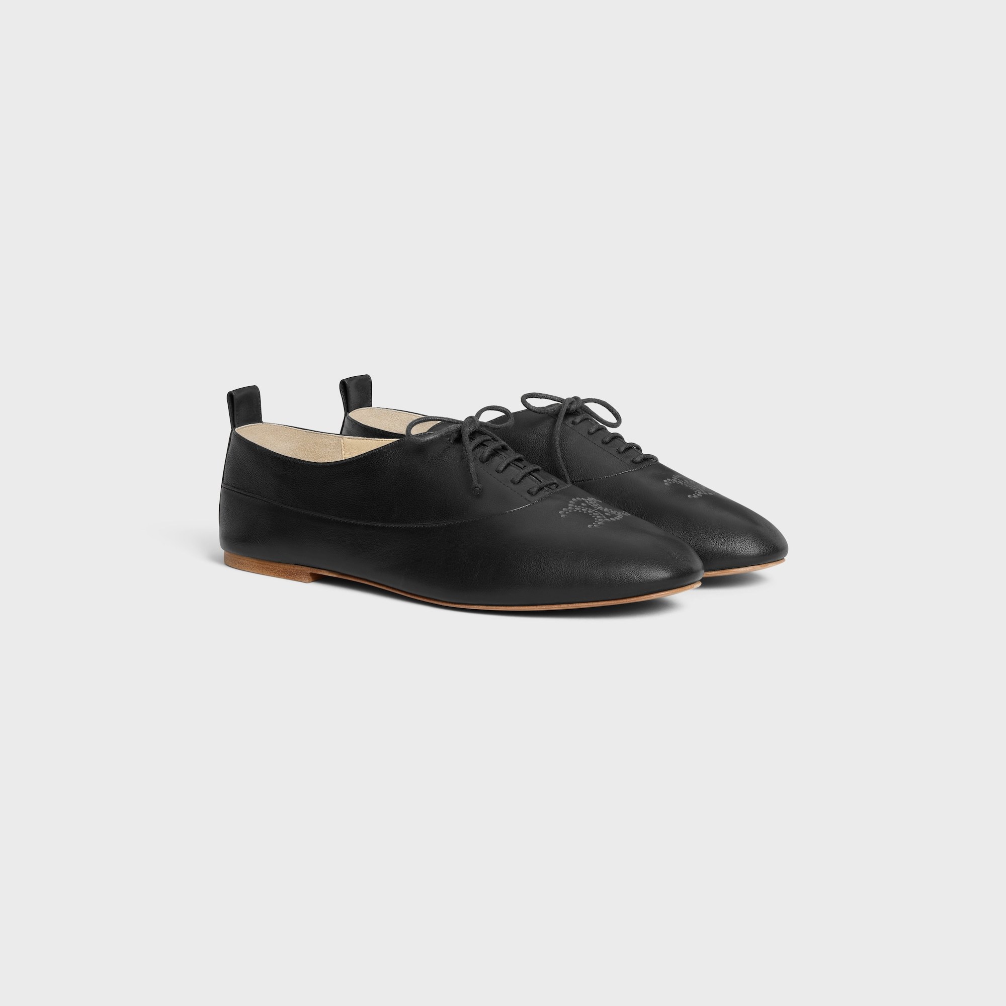 Celine Lise Perforated Triomphe Richelieu In Lambskin In Black