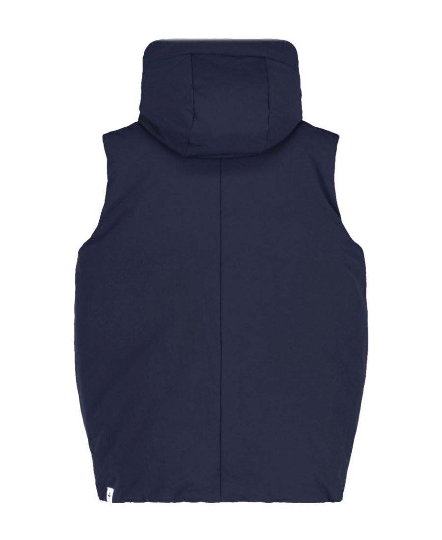 Jil Sander Padded Sleeveless Hooded Gilet In Blue