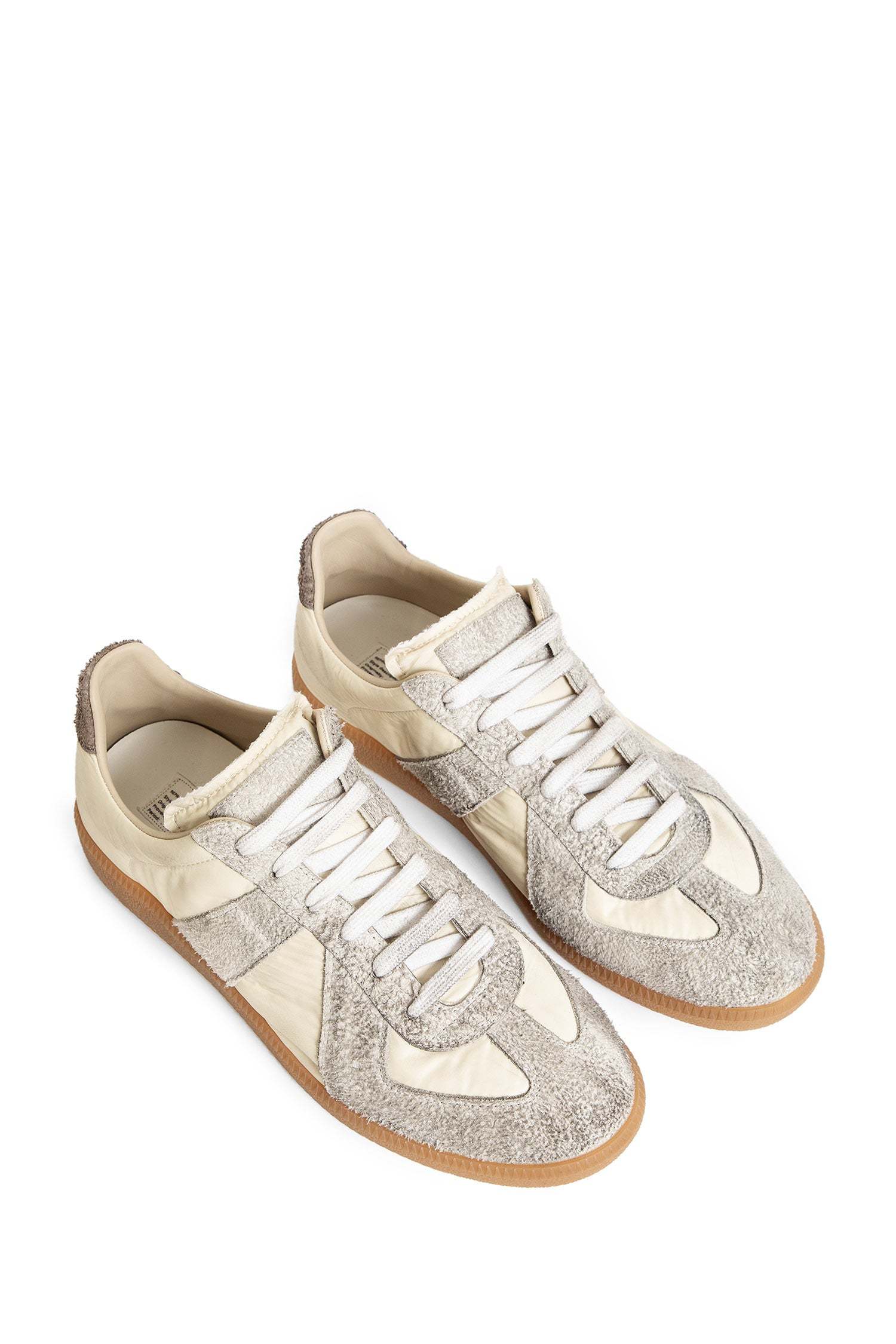 Maison Margiela Sneakers In Beige With Front Lace-up Fastening In White