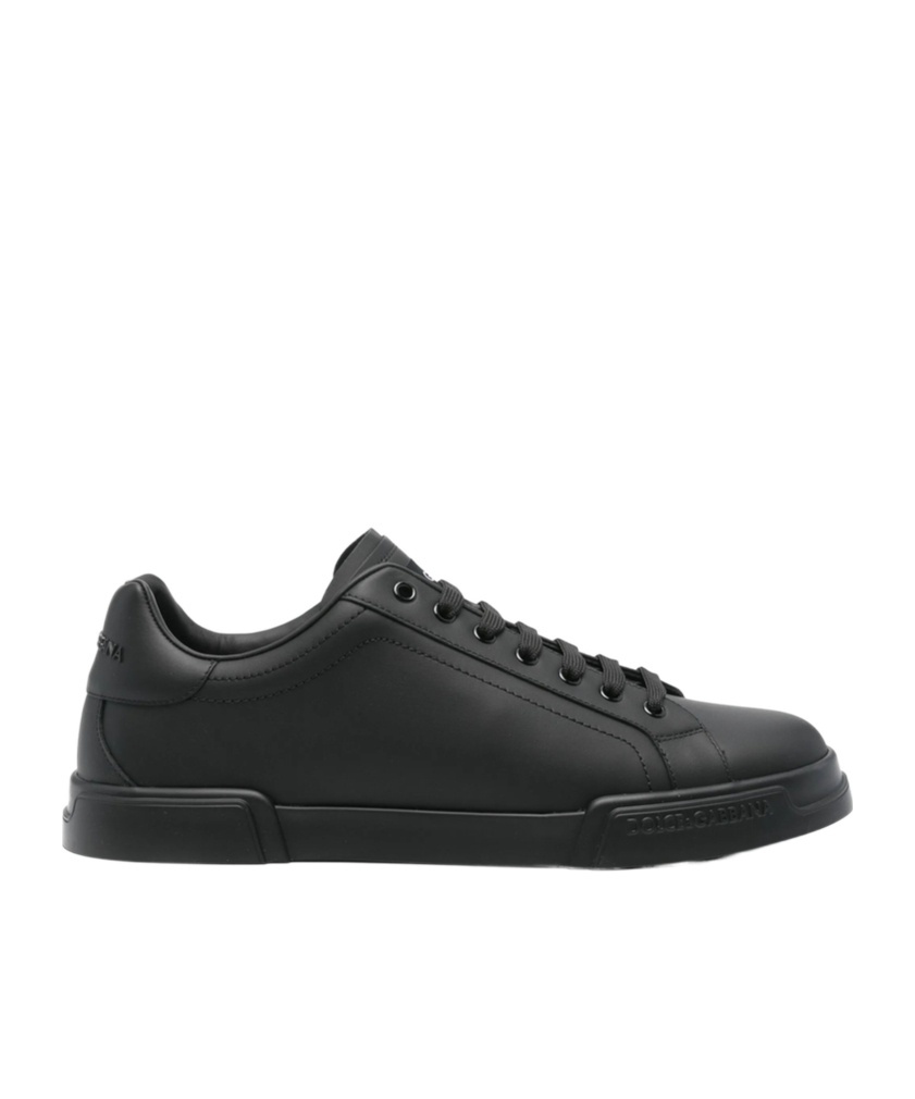 Dolce & Gabbana Portofino Light Black Sneakers With Logo Patch On The Tongue And Tonal Logo Lettering On The Heel In In Black