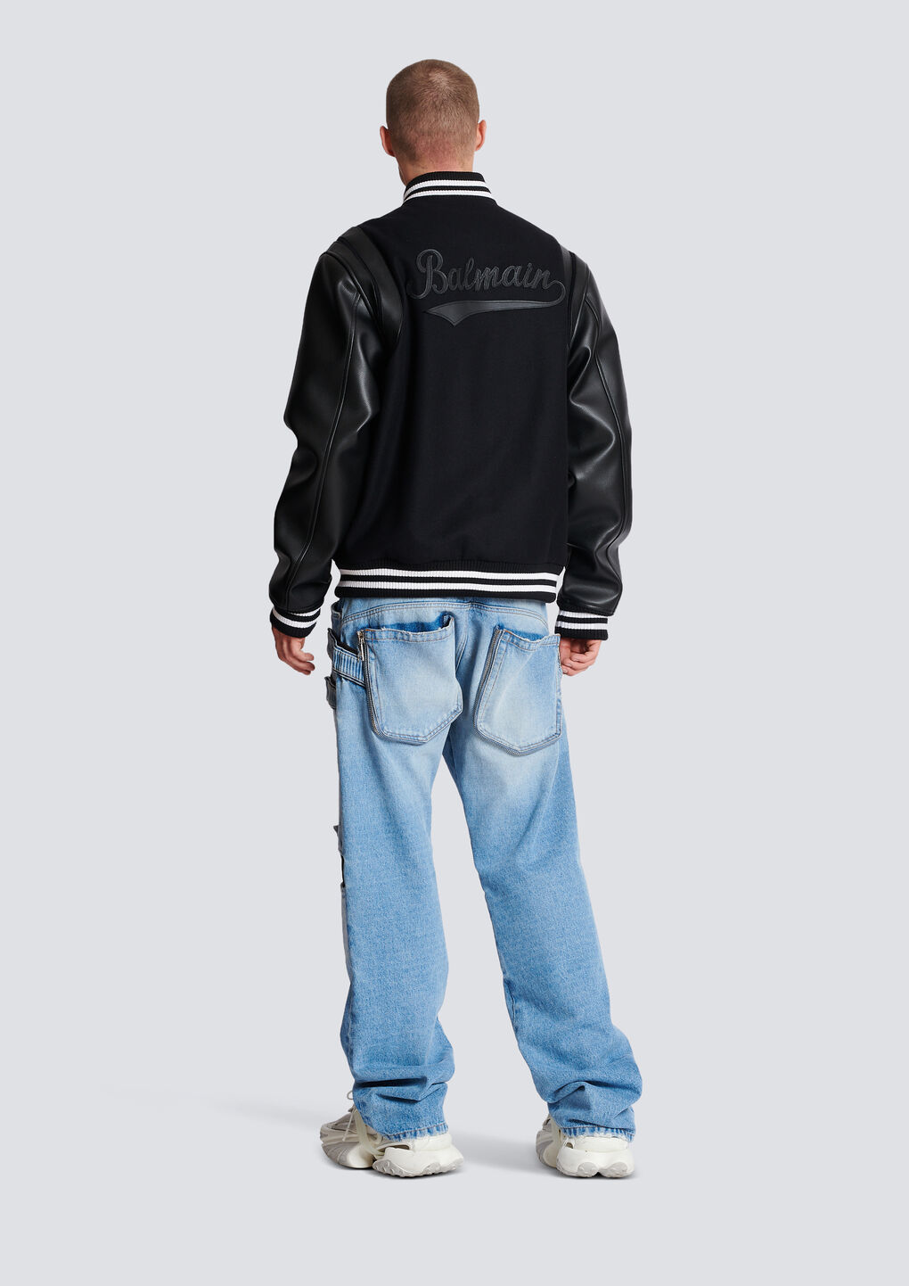 Shop Balmain Wool And Leather Teddy In Black