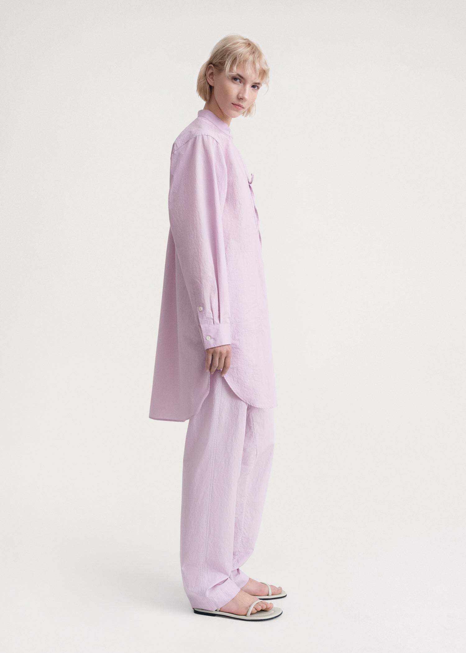 Totême High-neck Poplin Tunic Dress In Purple