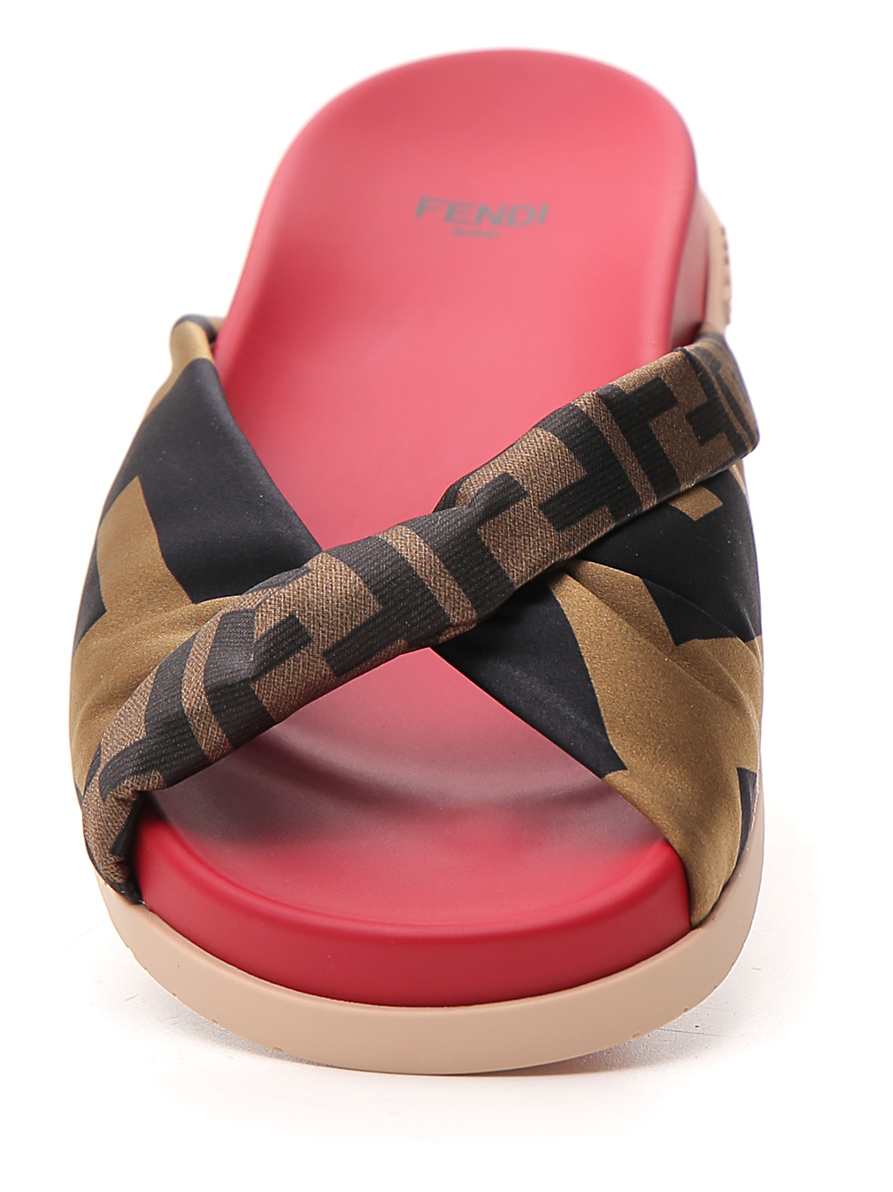 Fendi Silk Cross Slippers In Black