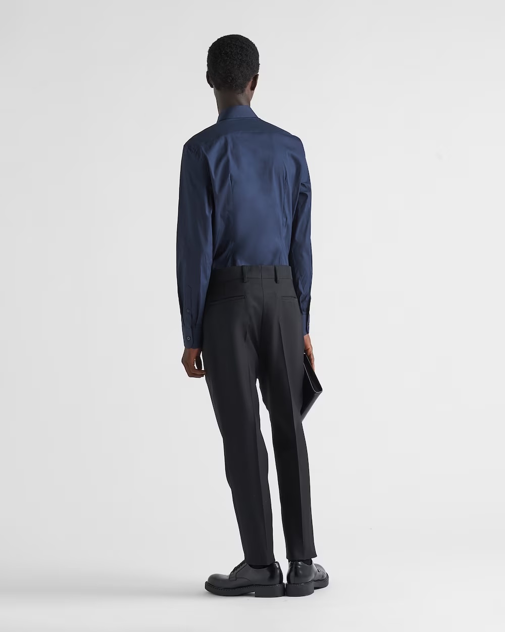 Prada Long-sleeved Cotton Shirt In Blue