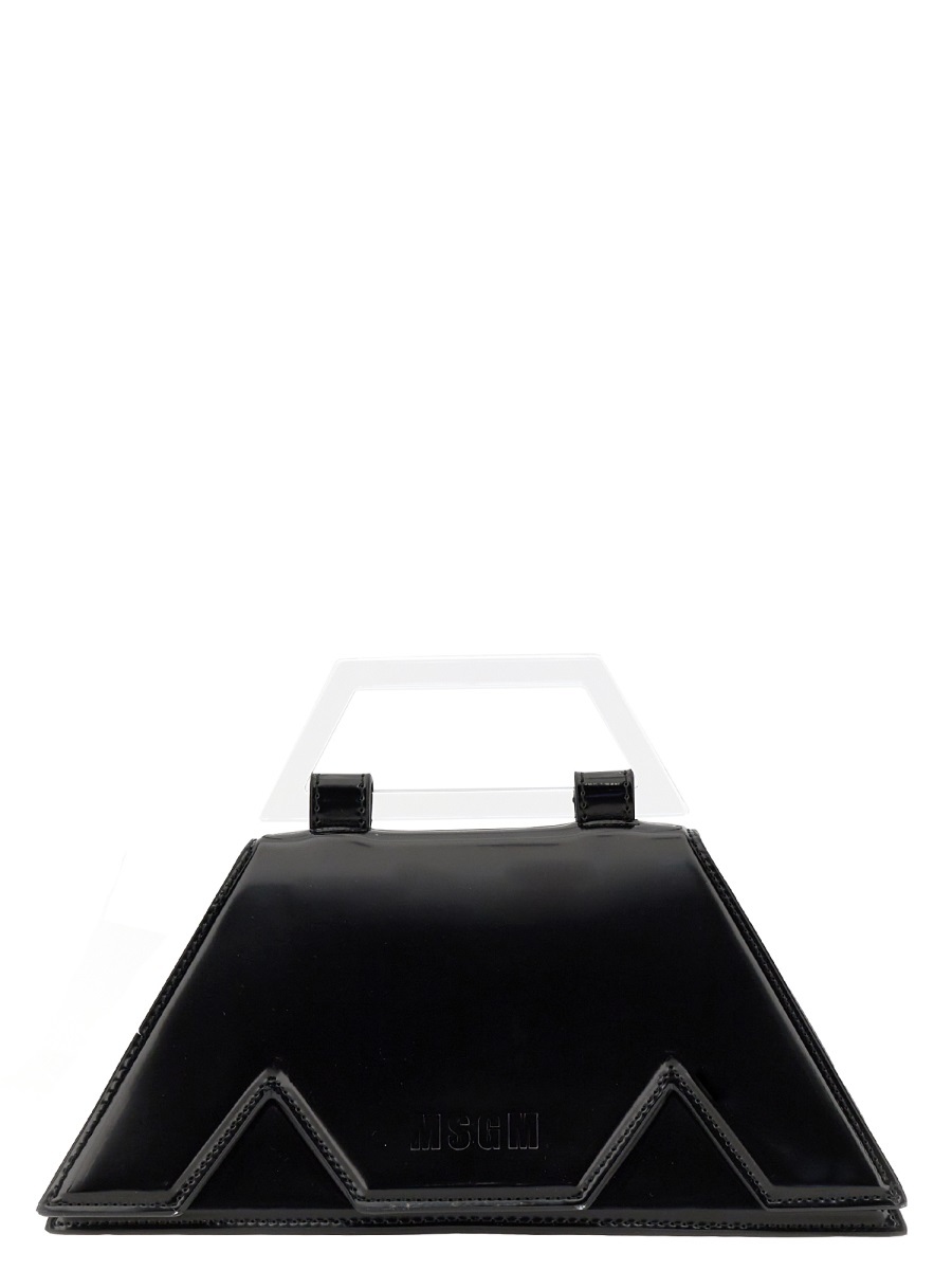 Msgm Debossed-logo Hand Bag In Black