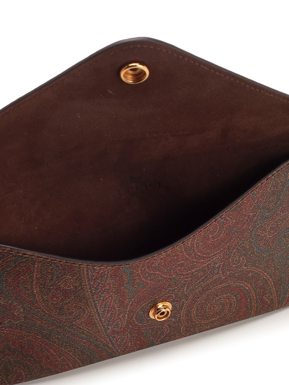 Etro Logo-embroidered Paisley Clutch In Brown