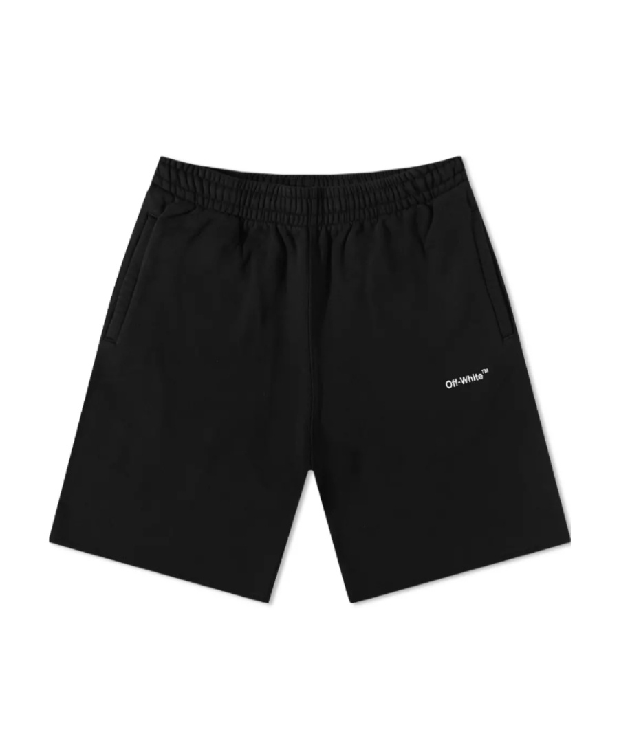 Off-white 'spray Arrow' Black Shorts With Logo Lettering On The Front And Logo Print On The Rear In Black