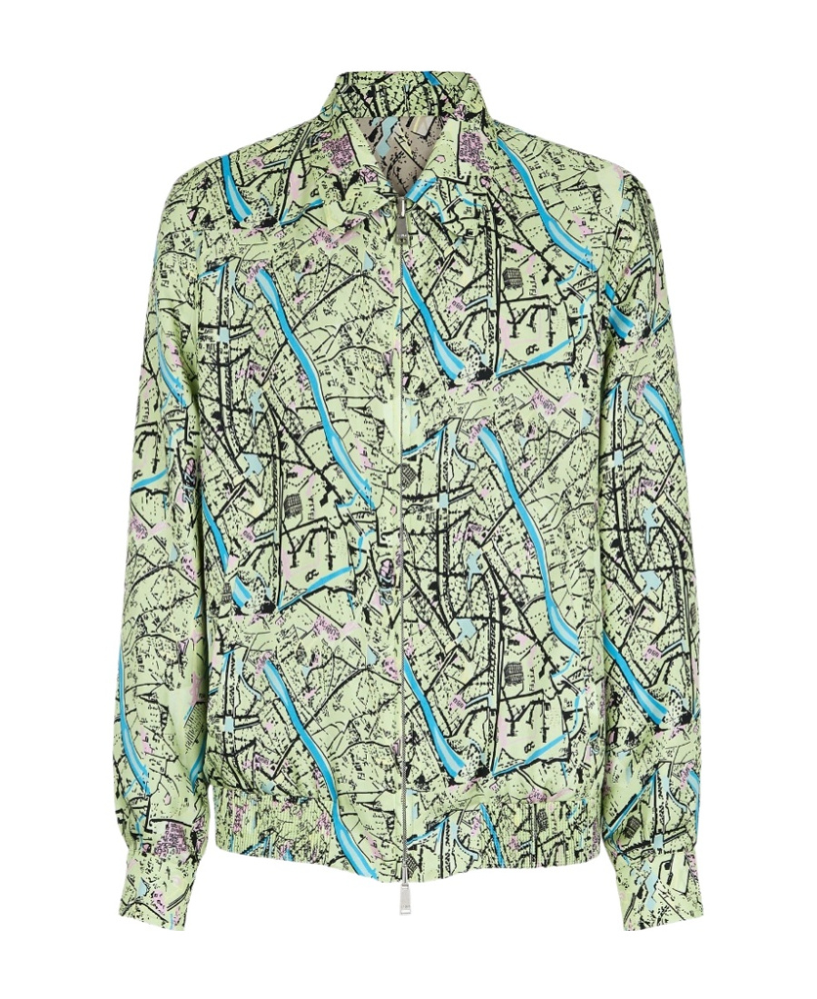Fendi Map Reversible Long-sleeved Shirt In Green