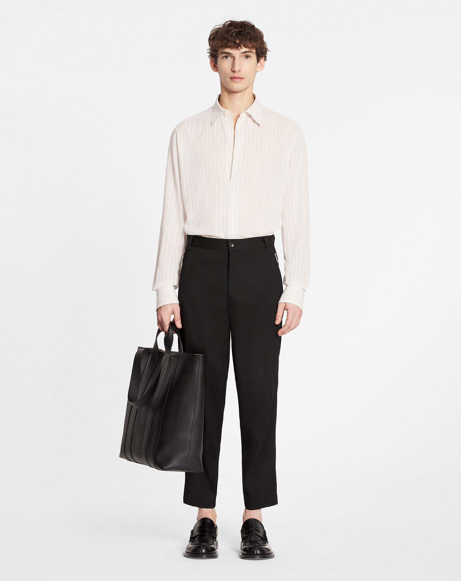 Lanvin Striped Long-sleeved Tunic For Men In White