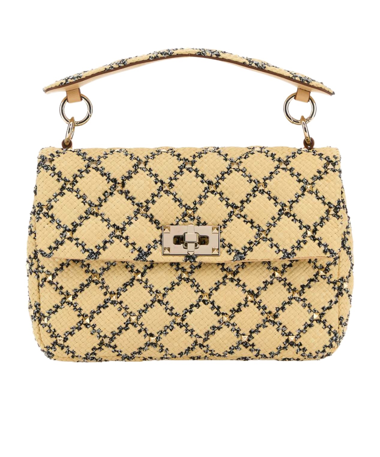Valentino Women's Raffia Rockstud Handbag In Nude