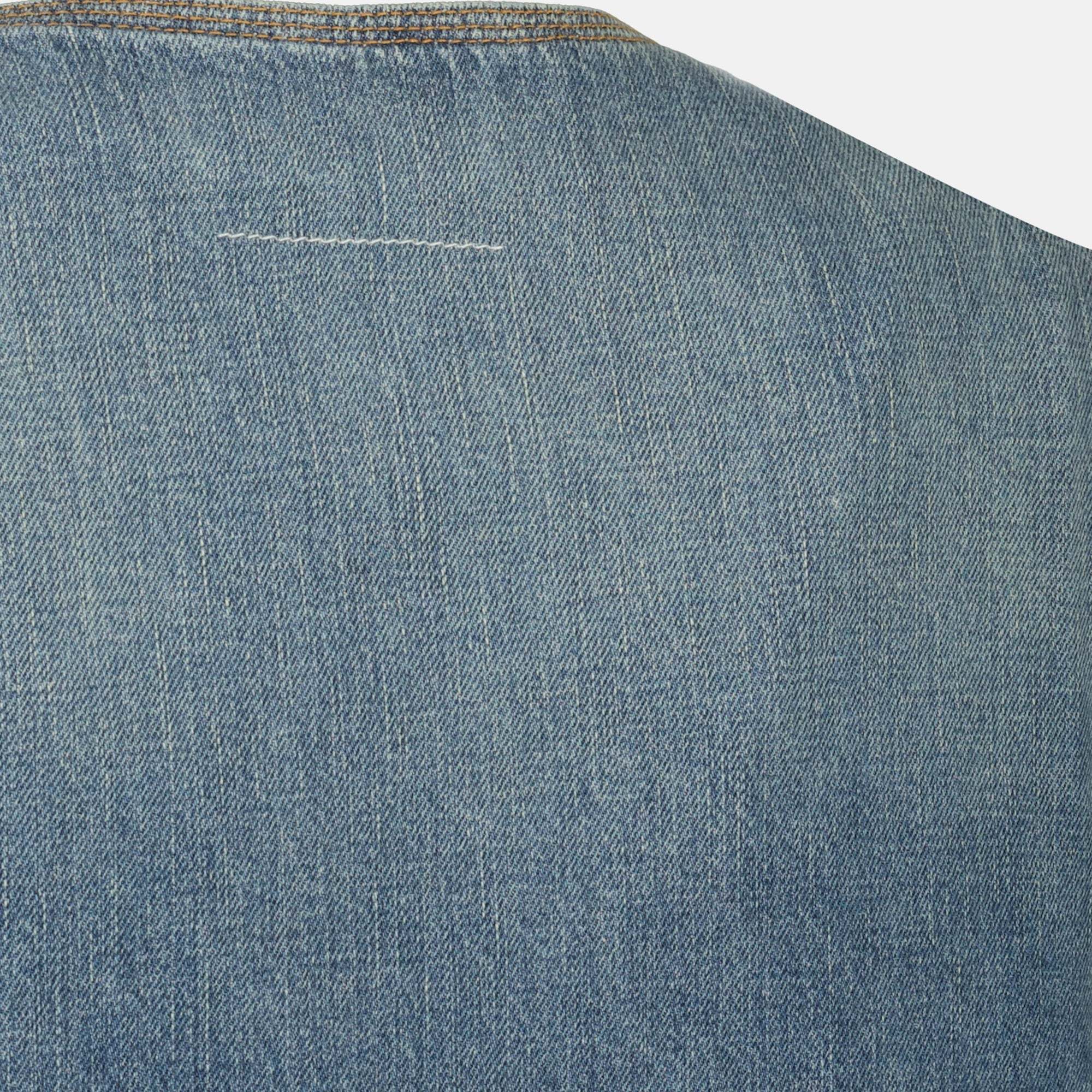 Mm6 Maison Margiela V-neck Denim Mini Dress In Blue