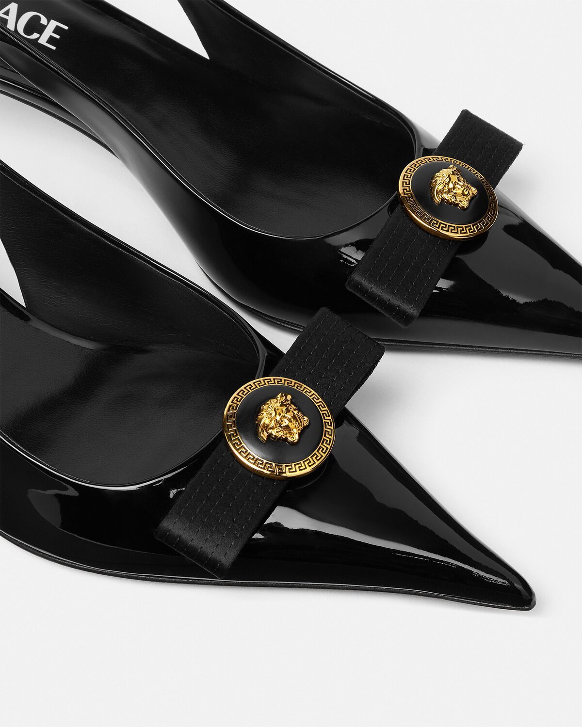 Versace Gianni Ribbon Patent Slingback Pumps 45 Mm