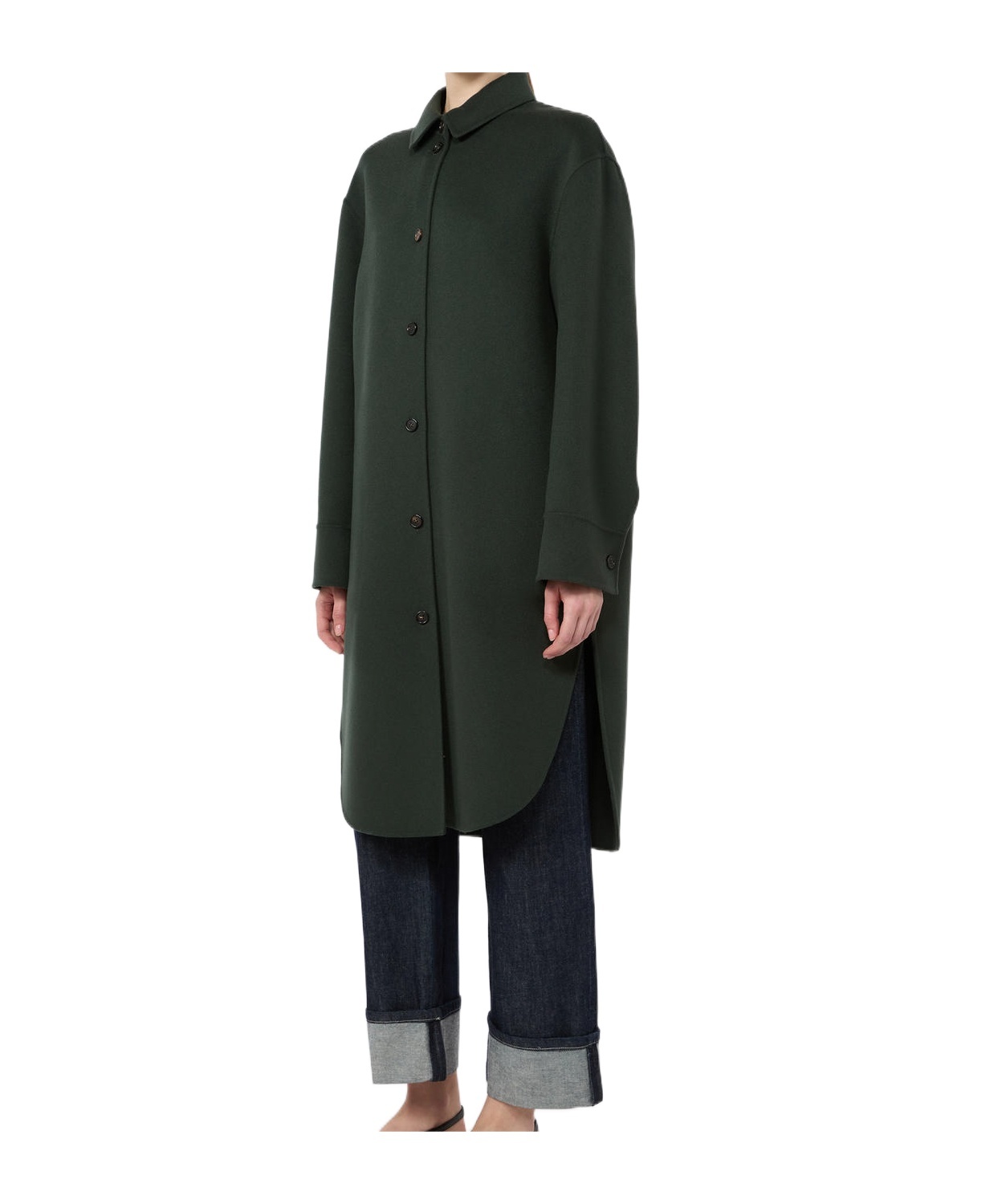 Max Mara Long-sleeve Button-fastening Coat In Black