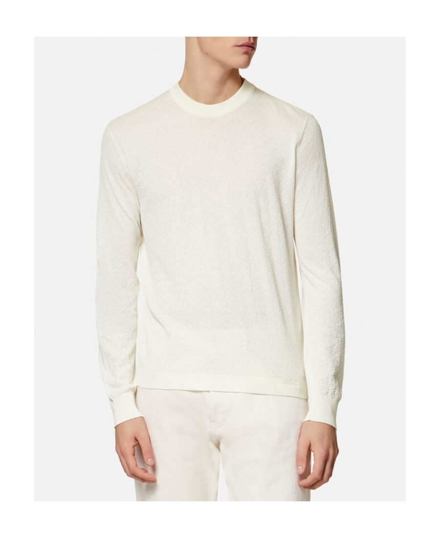 Versace La Greca Cotton-silk Jumper In White