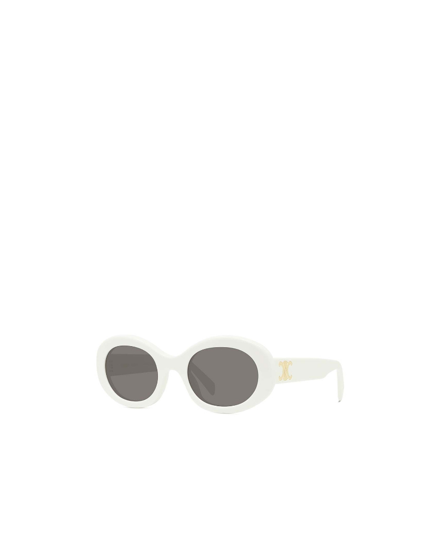 Celine Logo Sign Oval Frame Sunglasses In White