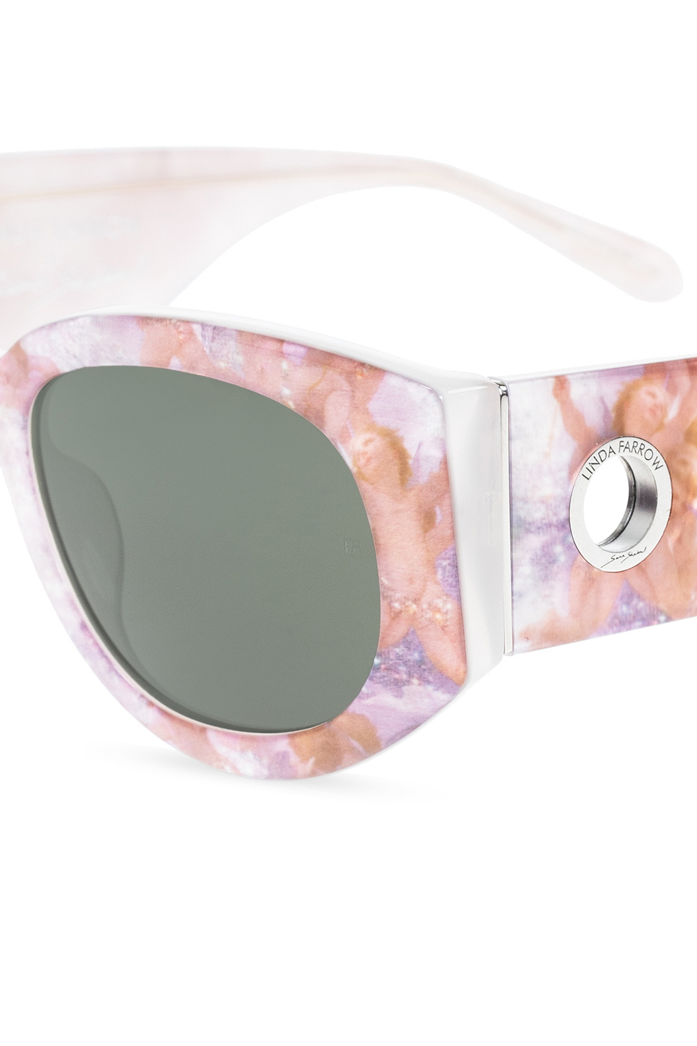 Linda Farrow X Sara Shakeel Debbie Floral Printed Sunglasses In Gray