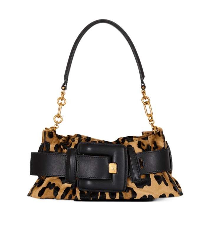 Balmain Anthem Mini Ponyskin-style Leopard Print Bag In Brown
