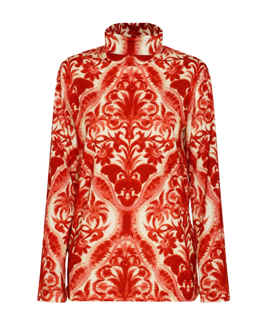 F.r.s For Restless Sleepers Graphic-print Turtleneck Top In Red