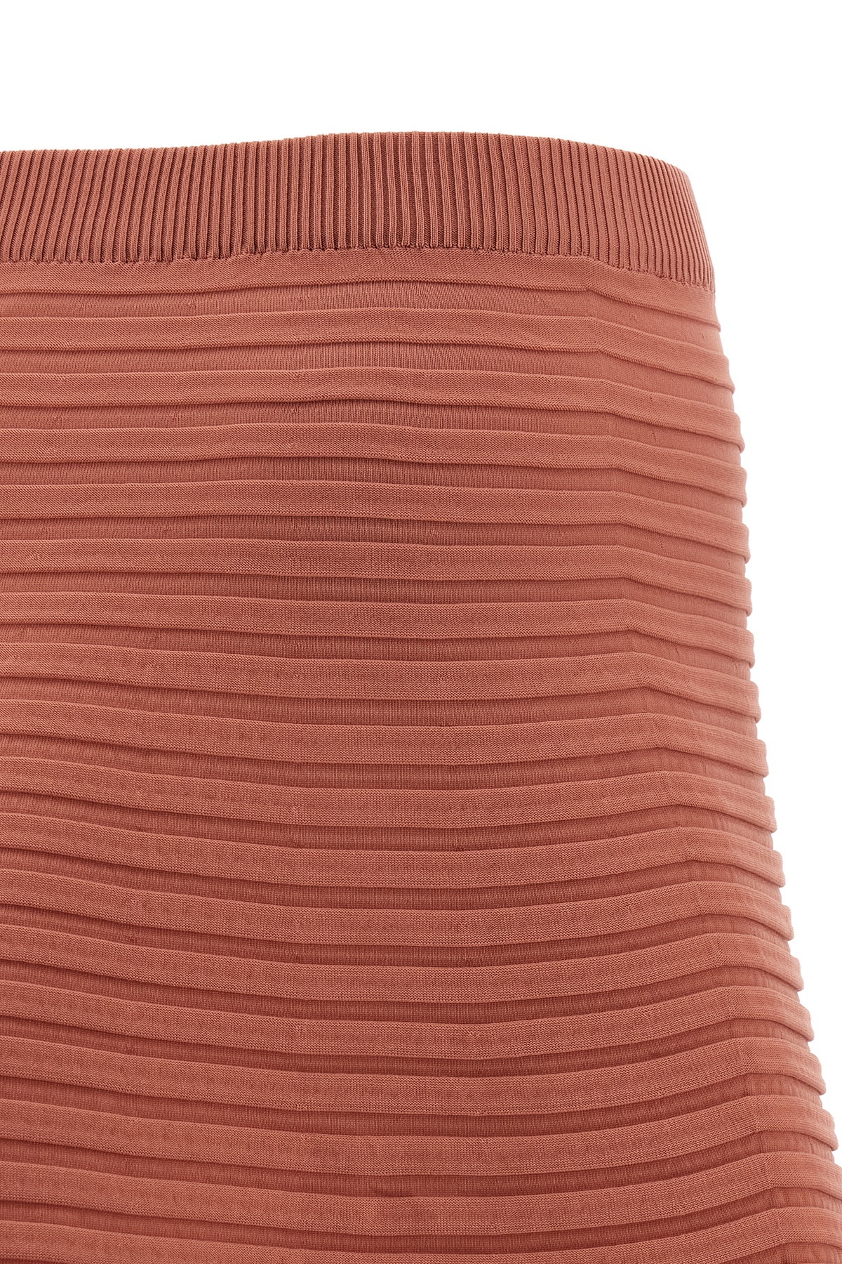 Issey Miyake A-line Knit Skirt Elastic Waistband In Brown