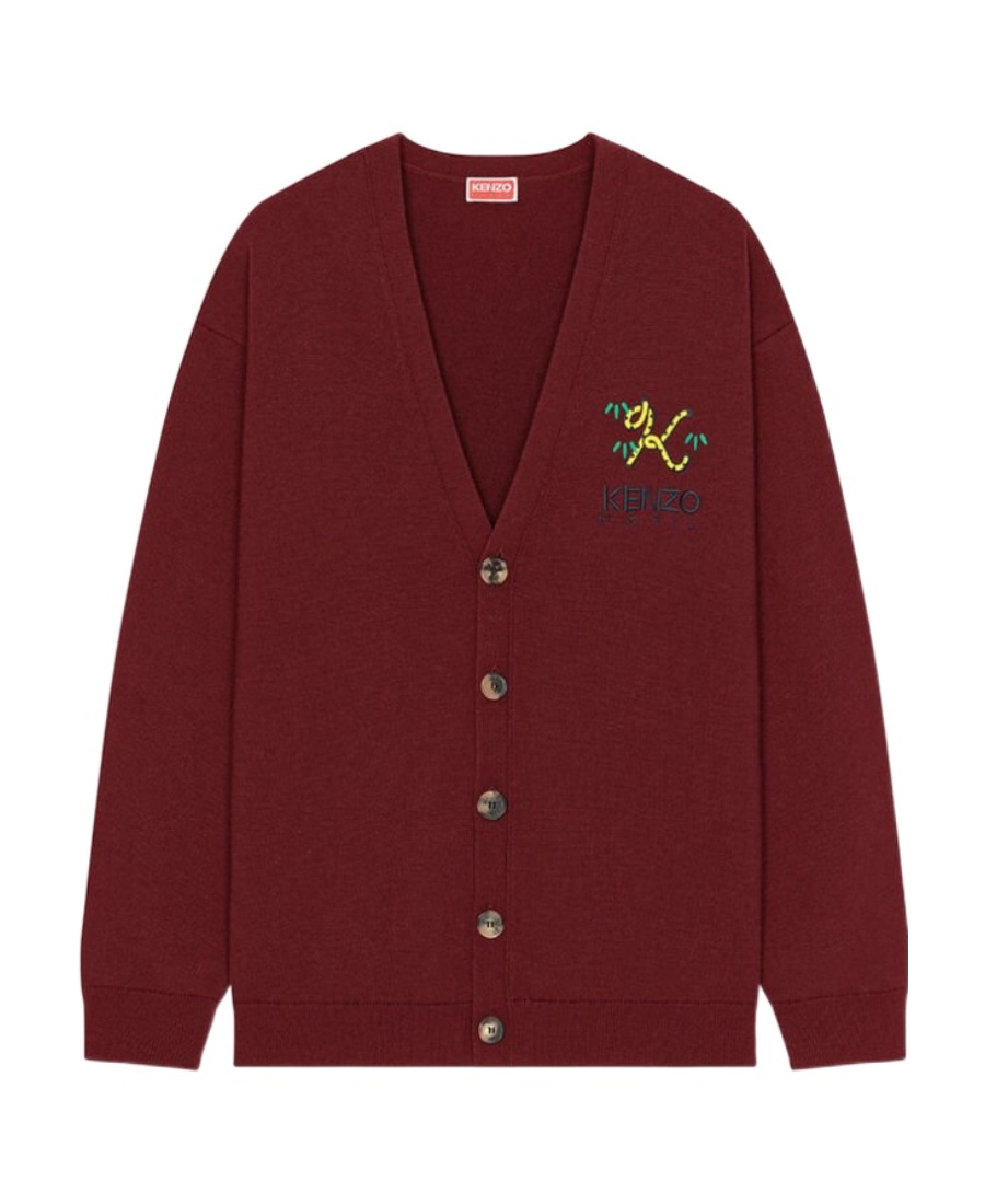 Kenzo Crest-logo Button-up Cardigan In Brown