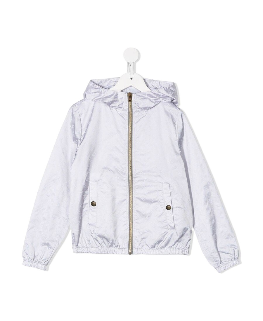 Herno Metallic Logo Print Hooded Jacket In White