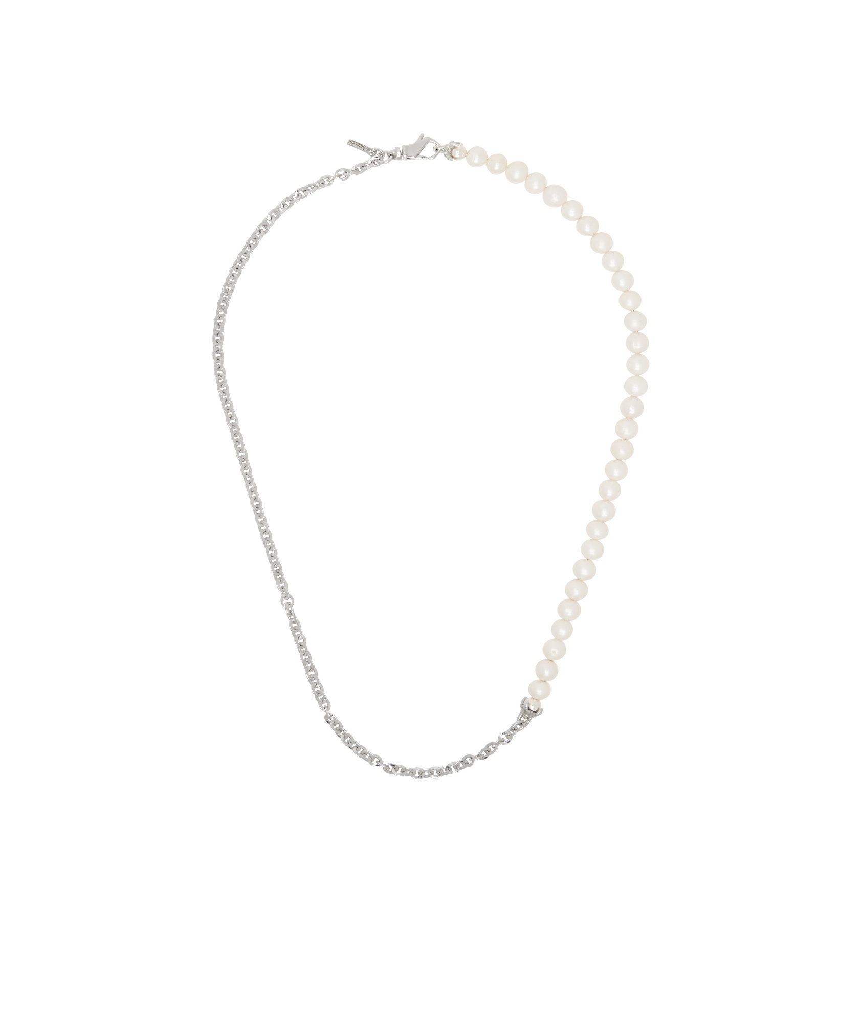 Emanuele Bicocchi Half Chain Half Pearl Necklace In White