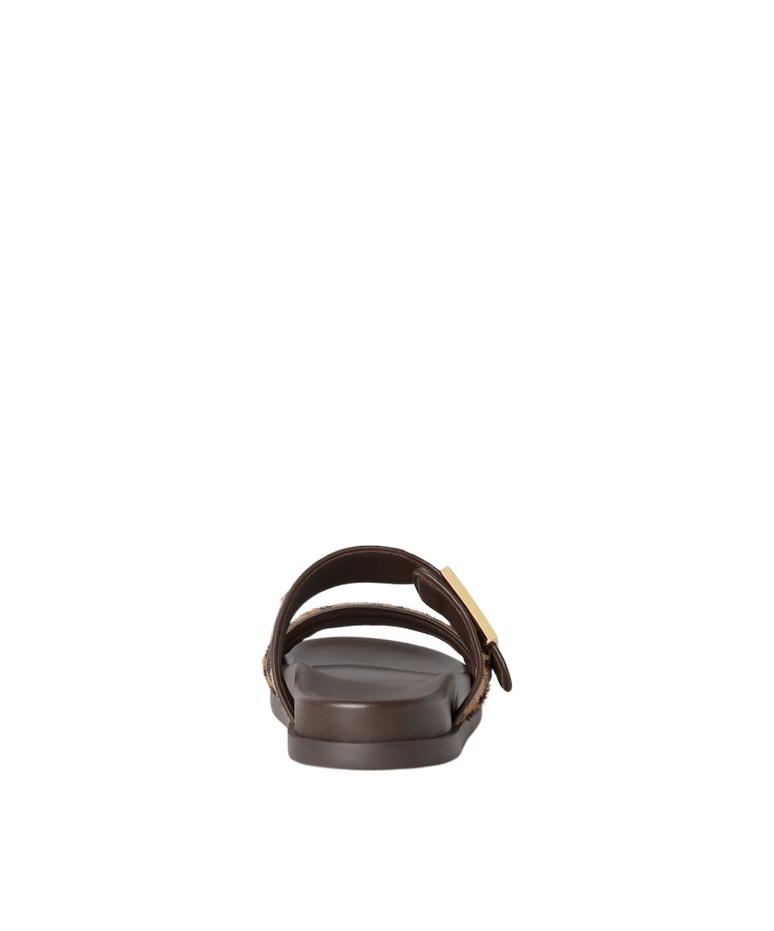 Fendi Printed Cavallino Calfskin Slides In Animal Print