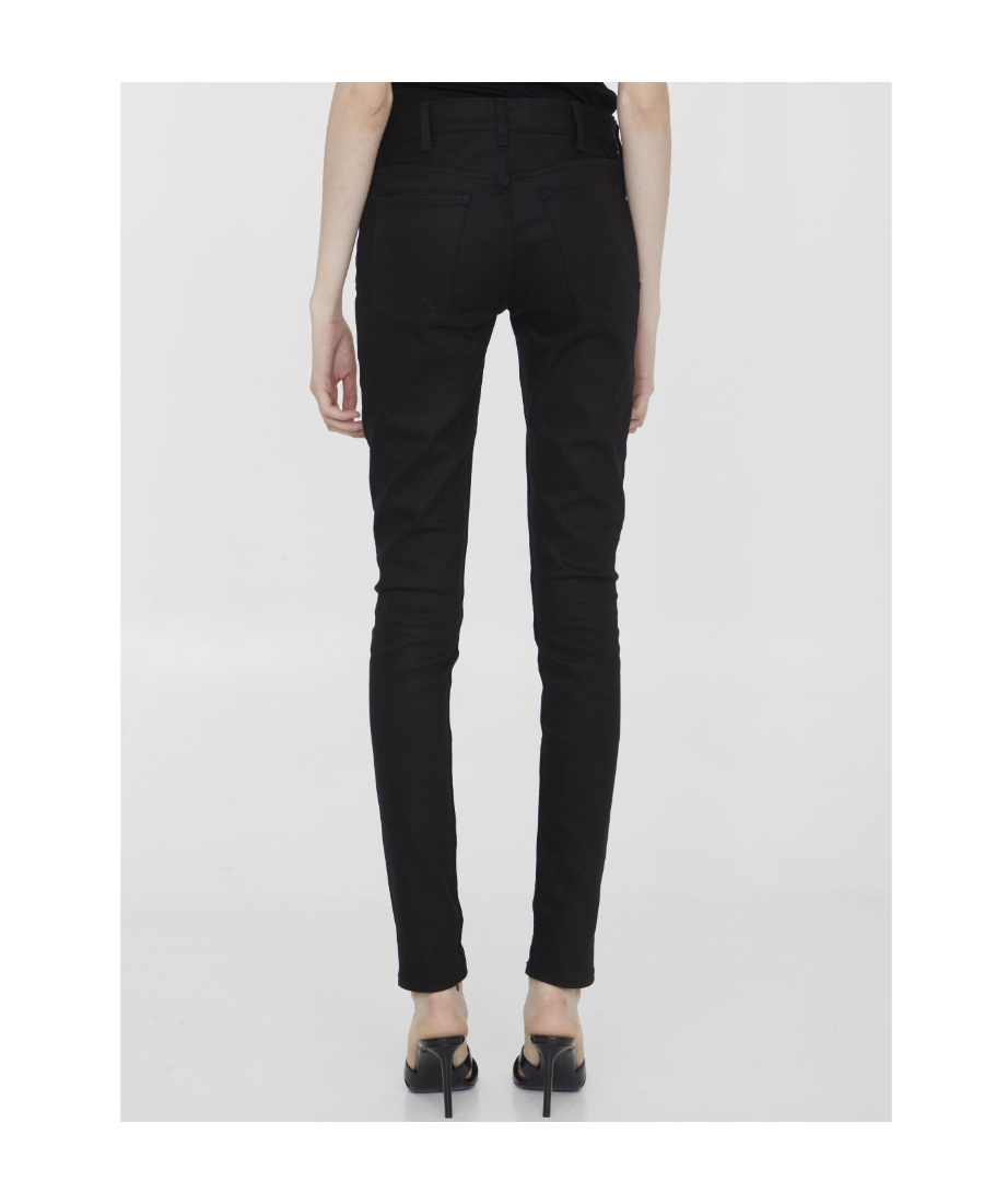 Celine Belt Ring Denim Trousers In Black