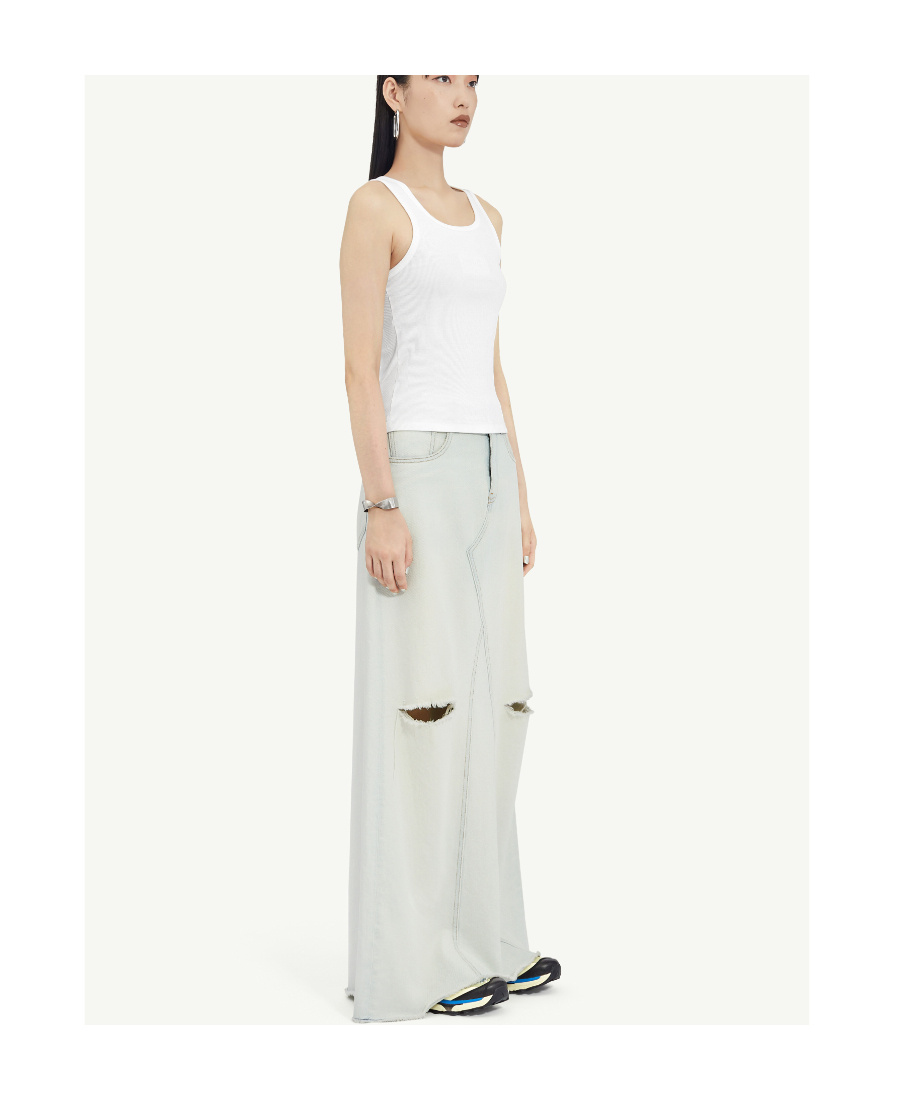 Shop Mm6 Maison Margiela Cotton Rib Jersey Vest Top In White