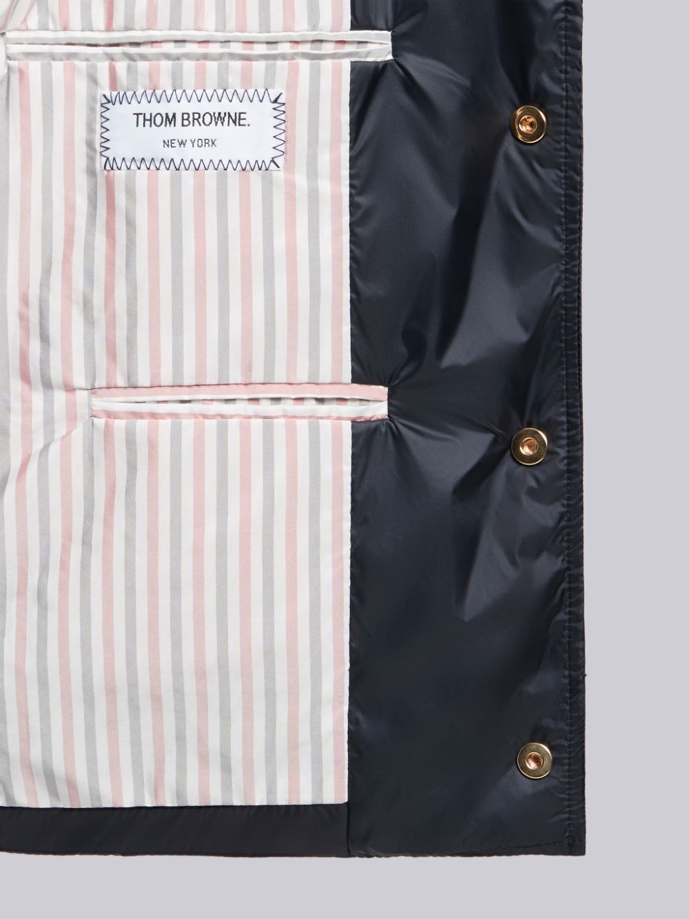 Thom Browne Stripe Down Puffer Vest In Black