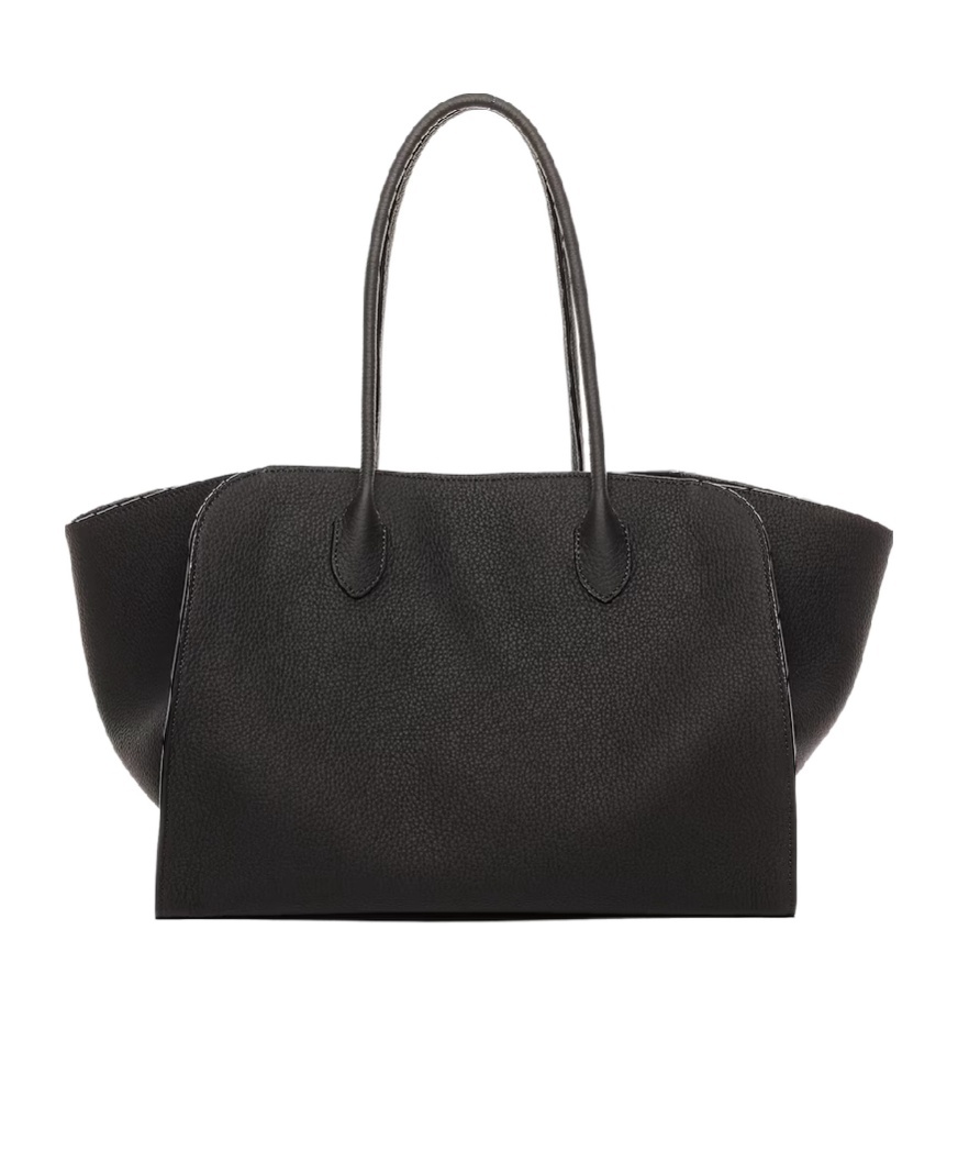 The Row Marlo 14 Tote Bag In Matte Leather In Black