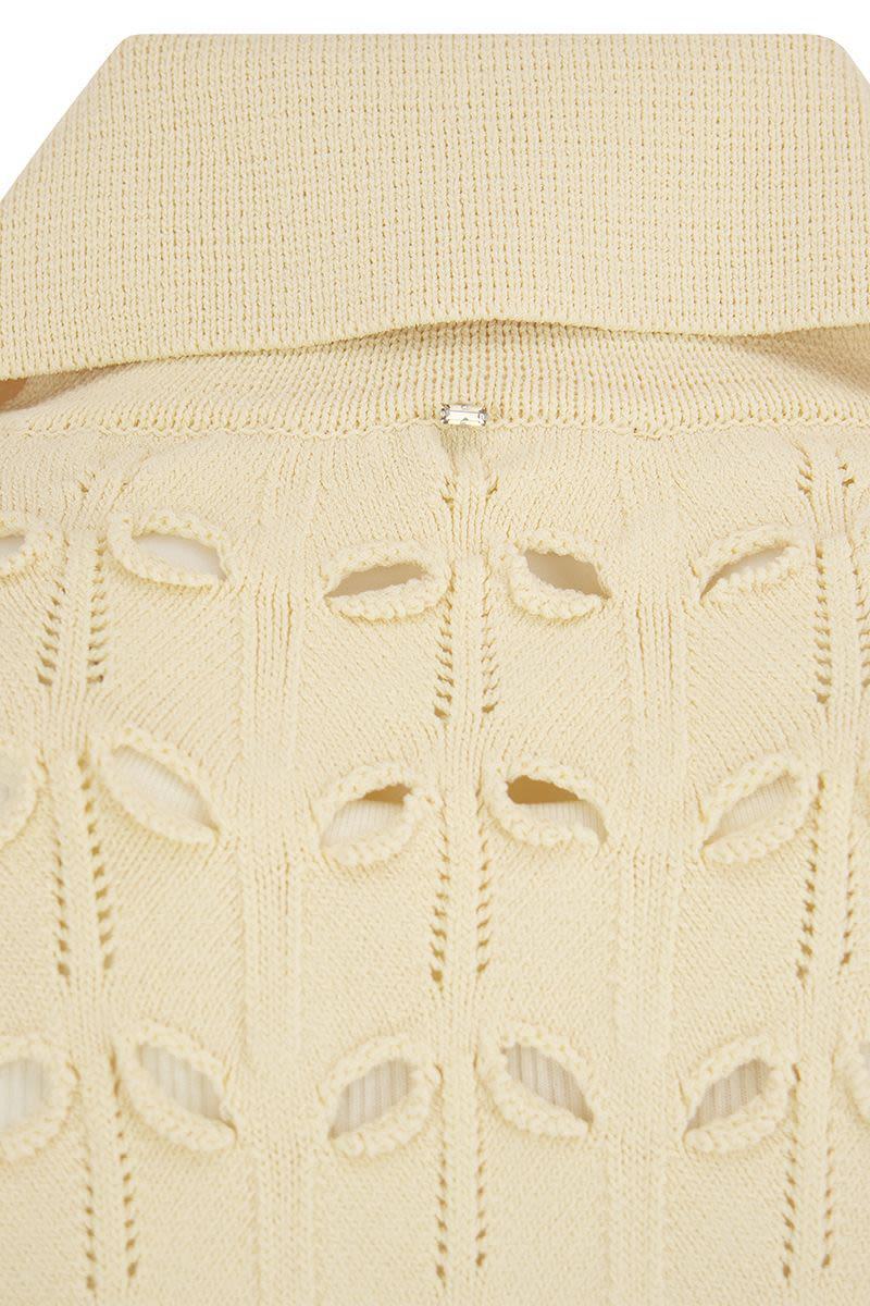 Sportmax Viscose Blend Crochet Dress With Scalloped Hem In Nude