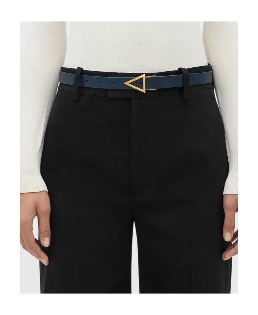 Bottega Veneta Logo Double-sided Triangular Buckle Belt In Blue